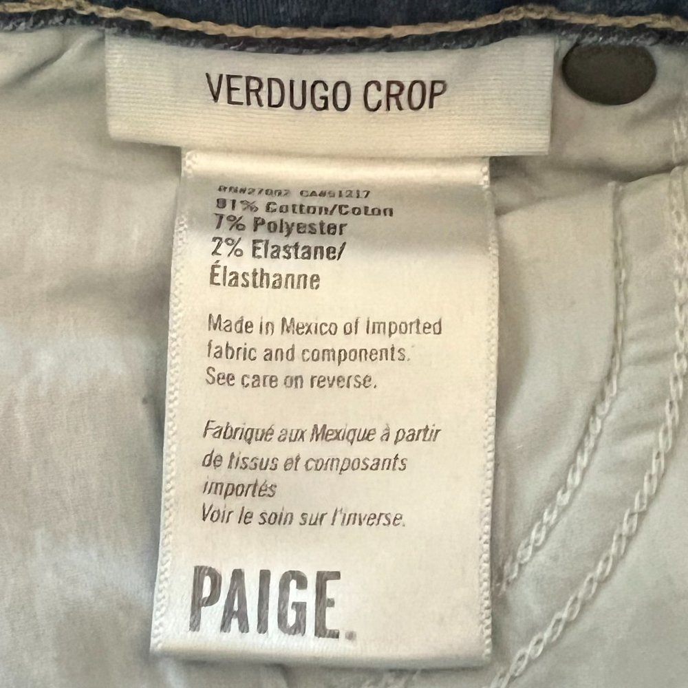 Paige Denim Verdugo Blue Skinny Crop Distressed Jeans in Nathan Destructed - Picture 6 of 6
